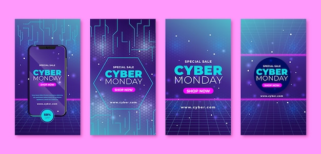 Sammlung von instagram-geschichten für den cyber-monday-verkauf