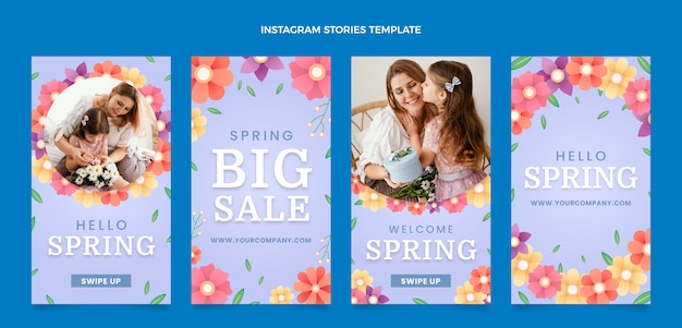 Sammlung von Instagram-Geschichten mit Farbverlauf im Frühling