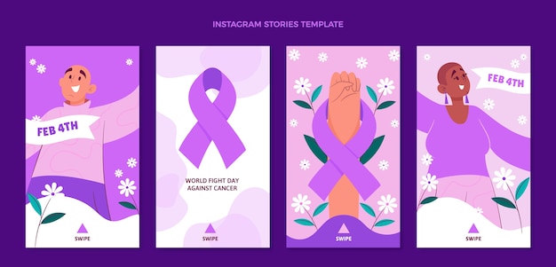 Vektor sammlung von instagram-geschichten zum weltkrebstag