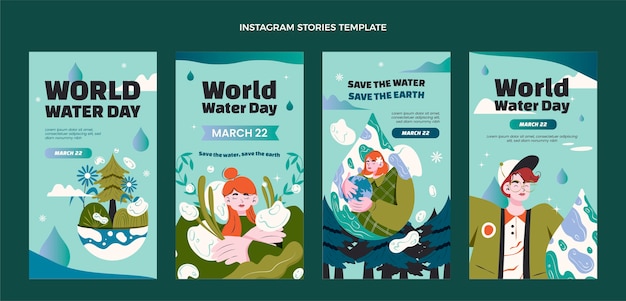 Vektor sammlung von instagram-geschichten zum weltwassertag