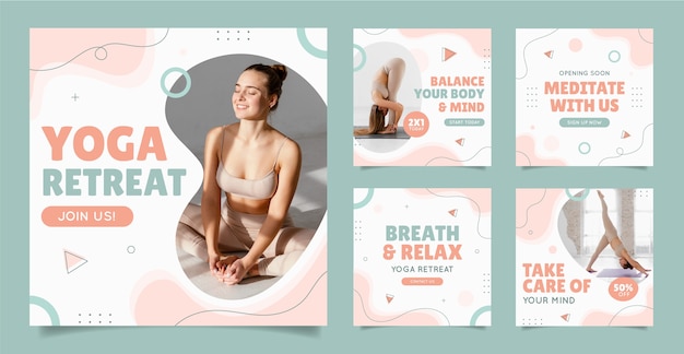 Sammlung von Instagram-Posts für Yoga-Retreat und Spa