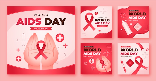 Vektor sammlung von instagram-posts zum gedenken an den welt-aids-tag