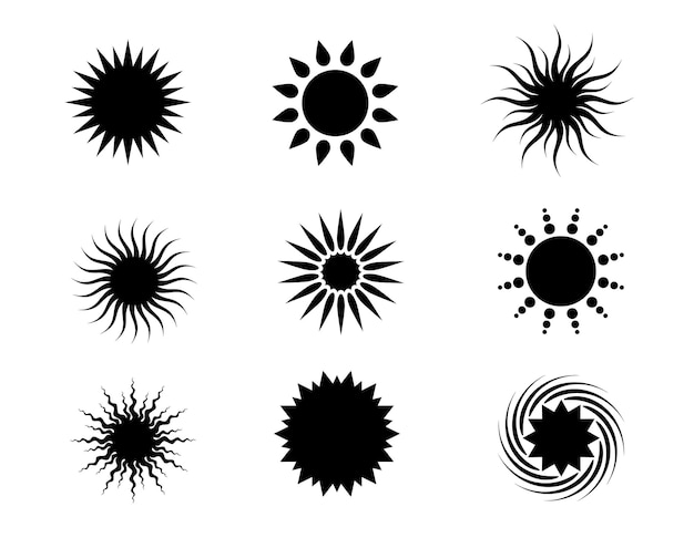 Sammlung von isolierten vektorsilhouetten der sonnenblume