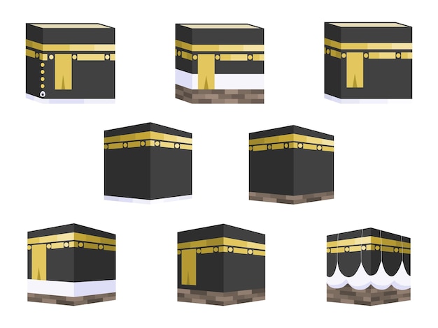 Sammlung von kaaba mekka in flacher illustration