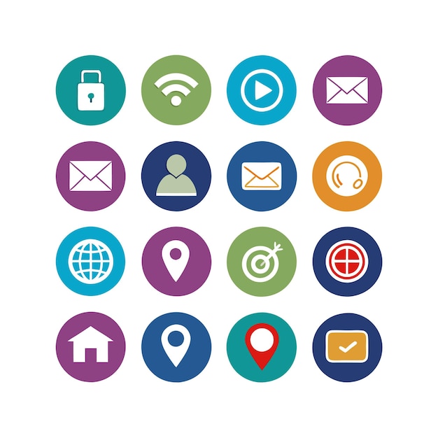Sammlung von Kontakt-Symbolen für Websites und mobile Anwendungen
