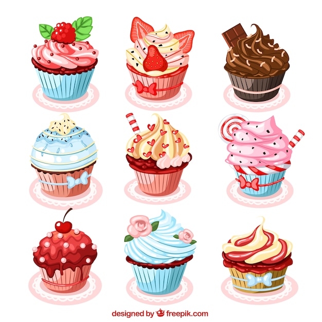 Sammlung von leckeren cupcakes