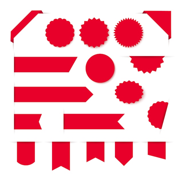 Sammlung von leeren roten Bändern Banner und Etiketten
