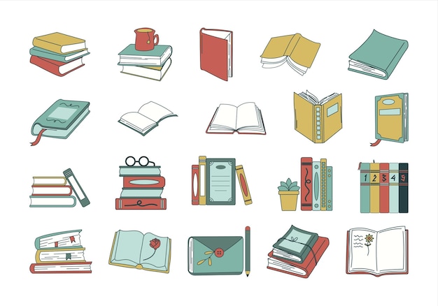 Sammlung von Lesebüchern mit Illustrationen