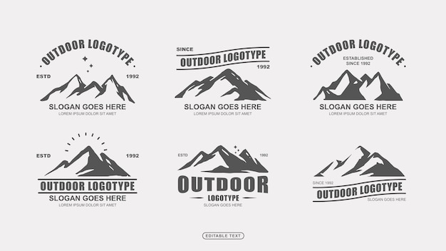 Sammlung von Logo-Vorlagen für Outdoor-Abenteuer