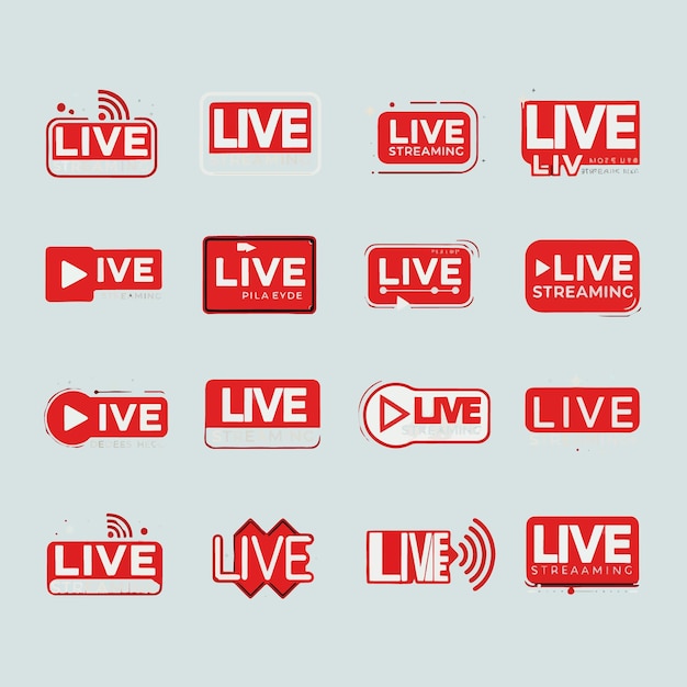 Sammlung von Logos einschließlich Live-Musik und Video