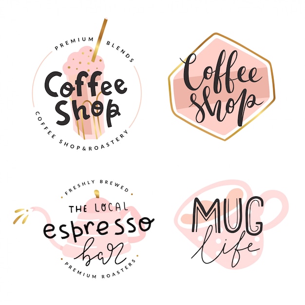 Sammlung von logos für café der kaffeestube