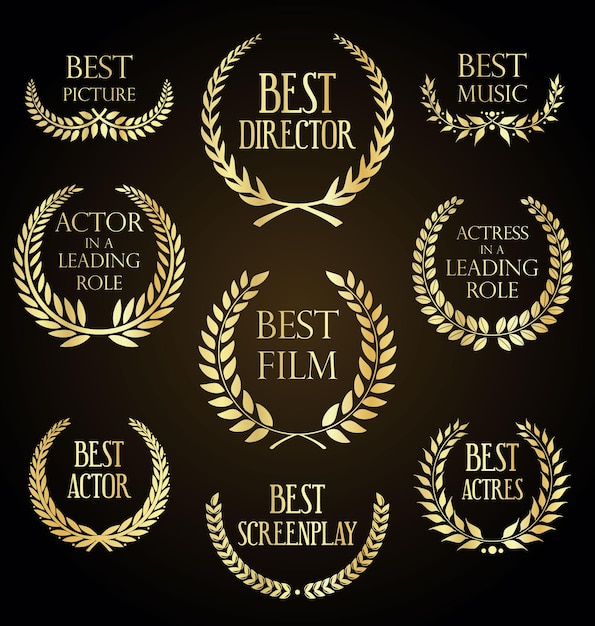 Sammlung von Lorbeerkranz-Filmpreis-Luxus-Vorlagendesign