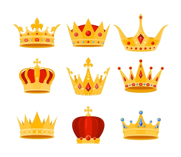Sammlung von Luxus Monarch Kronen Juwel Kopfschmuck, Kaiser oder Königin, Monarchie imperiale Symbole