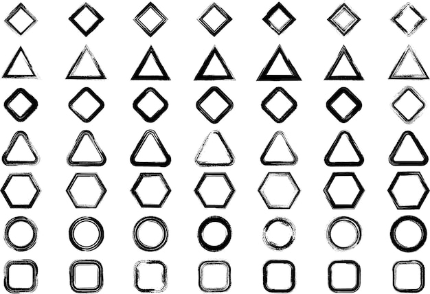 Sammlung von malstrichen mit pinselform