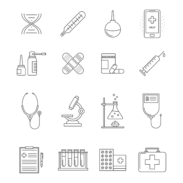 Sammlung von Medizin Linie Symbole
