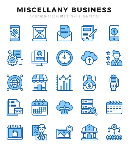Sammlung von Miscellany Business 25 Zwei-Farb-Ikonen-Pack