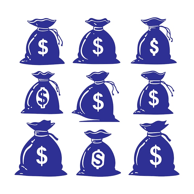 Sammlung von Money Bag Icon-Sets