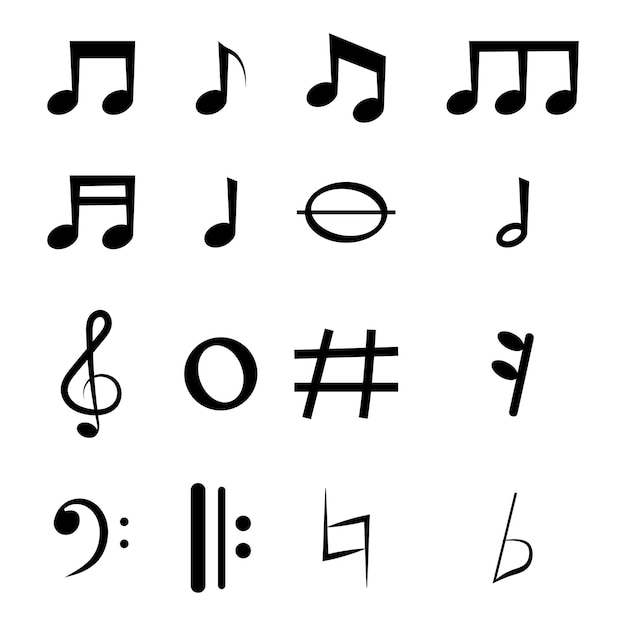 Sammlung von musikalischen Notensymbolen
