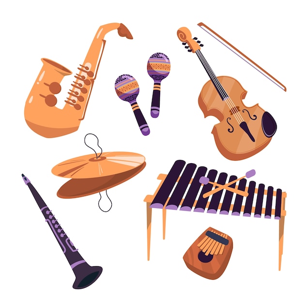 Vektor sammlung von musikinstrumentenelementen