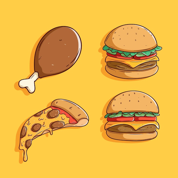 Sammlung von niedlichen junk-food-illustration