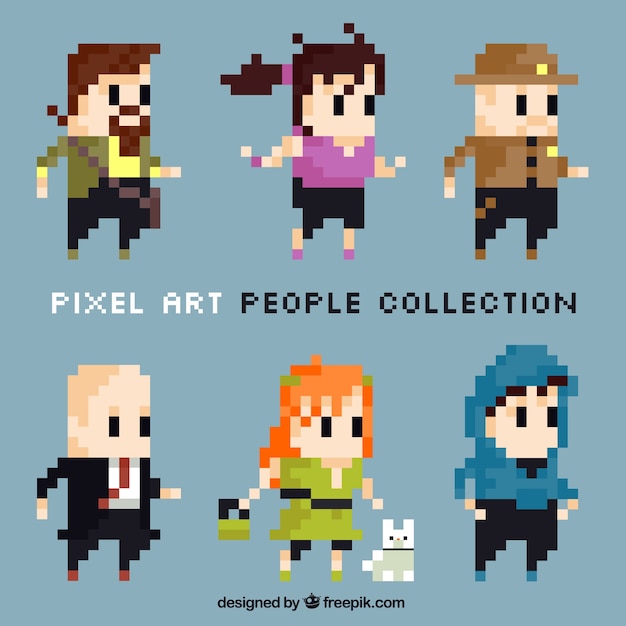 Sammlung von pixelig Menschen