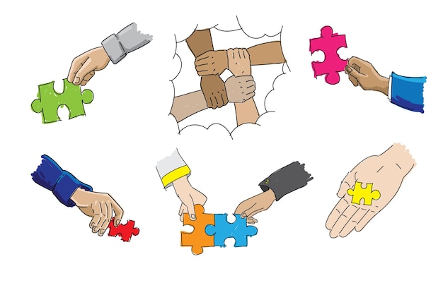 Sammlung von Puzzles Organisation Business Marketing Matches