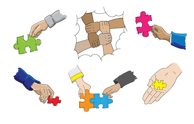 Vektor sammlung von puzzles organisation business marketing matches