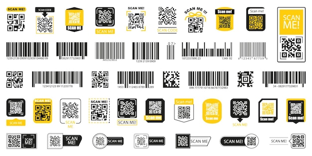 Sammlung von qr-code-elementen satz von scan-me-qr-code-scan-qr-code-rahmen für smartphone scan-me-qr-code-mobile-app