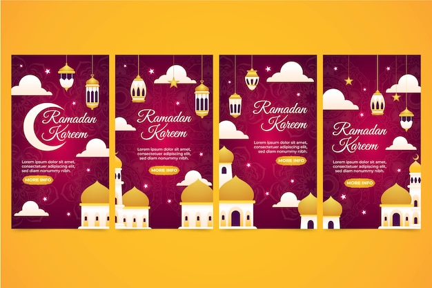 Sammlung von ramadan-instagram-geschichten mit verlauf