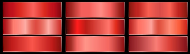 Sammlung von roten Gradienten roter Metallgradient moderne Modifikationen von Farben und Tönen