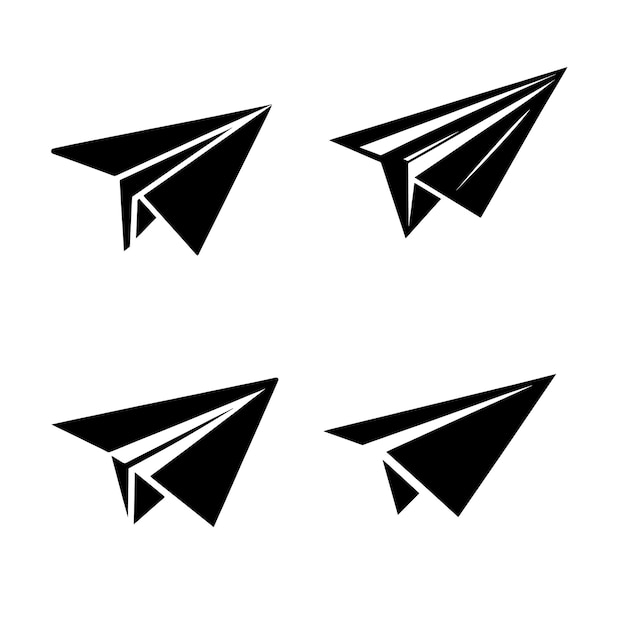 Sammlung von Schwarz-Weiß-Papier-Flugzeug-Ikonen