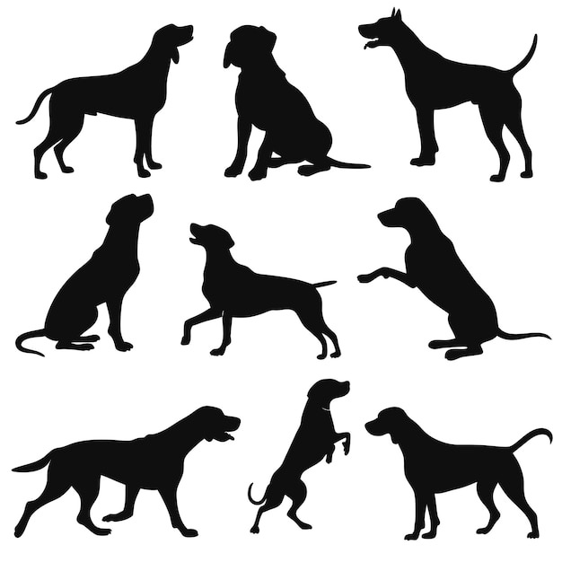 Sammlung von schwarzen Hundesilhouetten