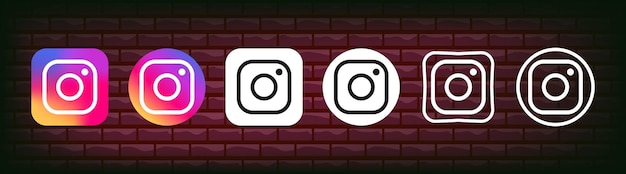 Sammlung von schwarzen Instagram-Iconen Social-Media-Logo Linienkunst und flacher Stil isoliert auf weißem Hintergrund Vektor-Linien-Icon für Unternehmen und Werbung