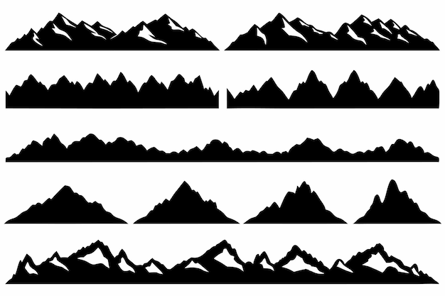 Sammlung von Silhouette-Bergketten