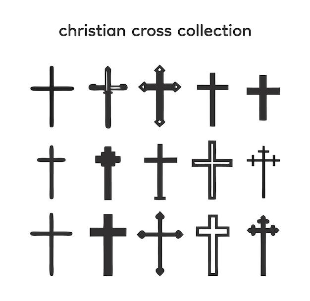 Sammlung von Silhouette christlicher Kreuzvektor