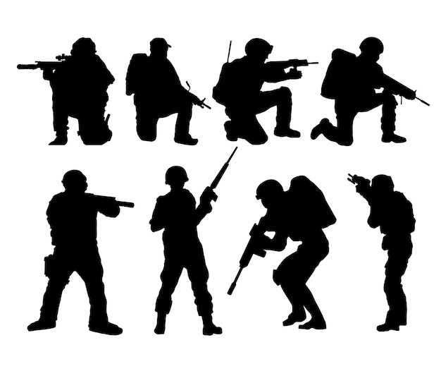 Sammlung von Silhouetten von Soldaten