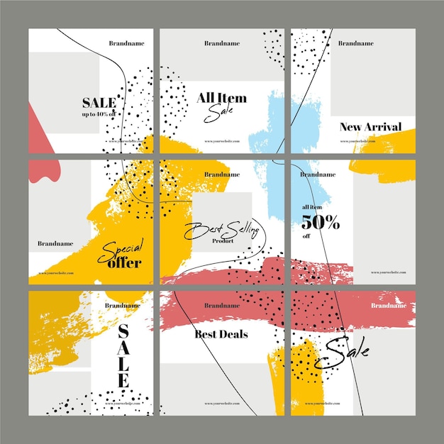 Vektor sammlung von social-media-puzzle-feed-post-vorlagen