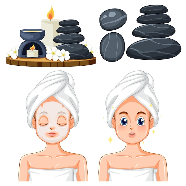 Sammlung von spa- und sauna-self-care-elementen