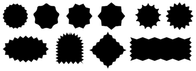 Sammlung von Tag-Sticker-Produktetiketten Starburst Sticker-Design-Element-Vektor-Illustration