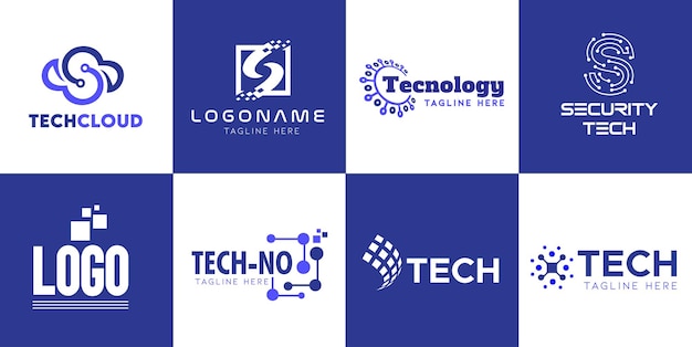 Sammlung von technologie-vektor-logo-design, it-logo-pack