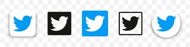 Sammlung von Twitter-Logo-Icons in verschiedenen Stilen auf transparentem Hintergrund