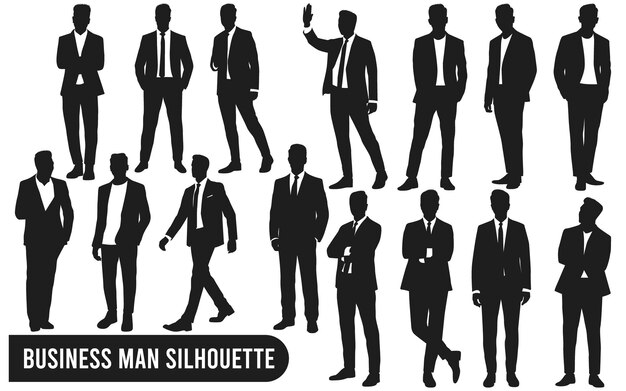 Sammlung von vektorillustrationen von businessman silhouette