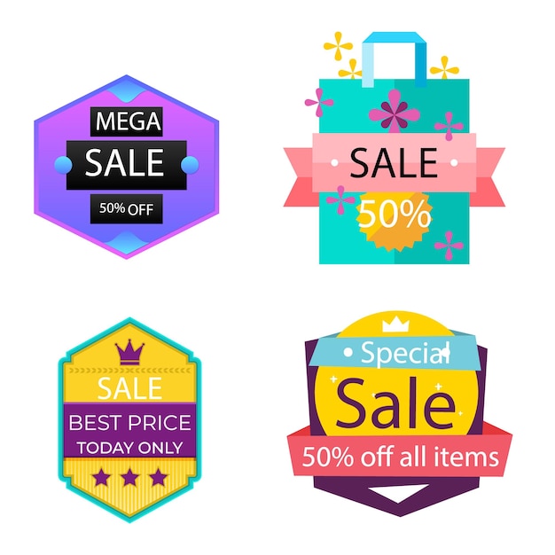 Sammlung von Verkaufsmarkierungen Besonderes Angebot Großverkaufsrabatt Bestpreis Mega-Verkaufs-Banner-Set