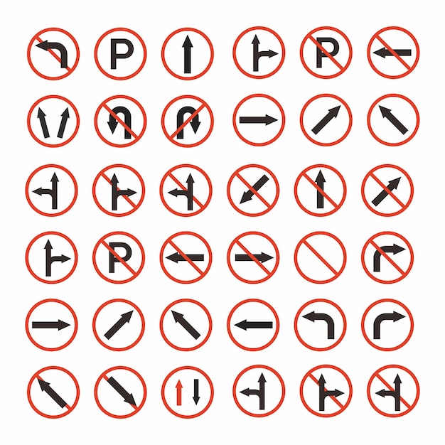 Sammlung von Verkehrsschildern