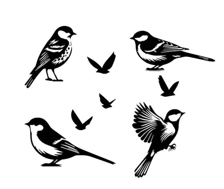 Vektor sammlung von vogelsilhouetten