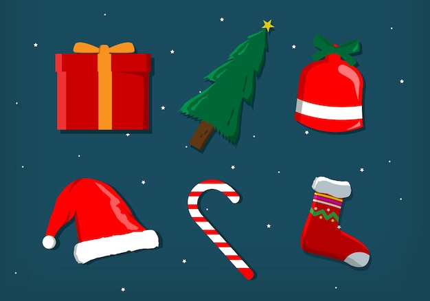 Sammlung von Weihnachten Elemente in flaches Design