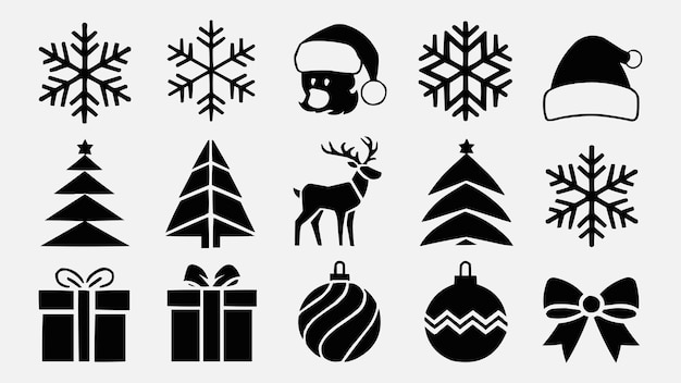 Sammlung von Weihnachts-Ikonen auf weißem Hintergrund