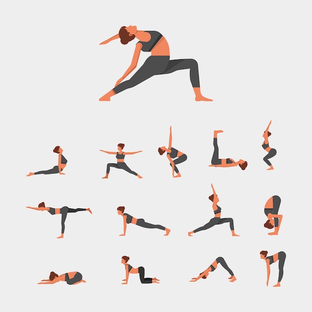 Sammlung von Yoga-Posen für Fitness und Wohlbefinden