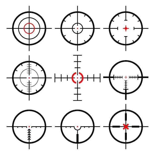 Sammlung von zielen und zielen ziel- und zweckzielung und zieloptik-zielkollimator