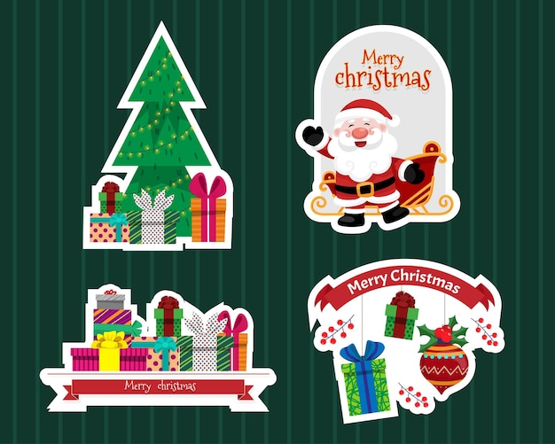 Sammlung weihnachtsgeschenk tag-etikett und aufkleber für wintersaison-vektor